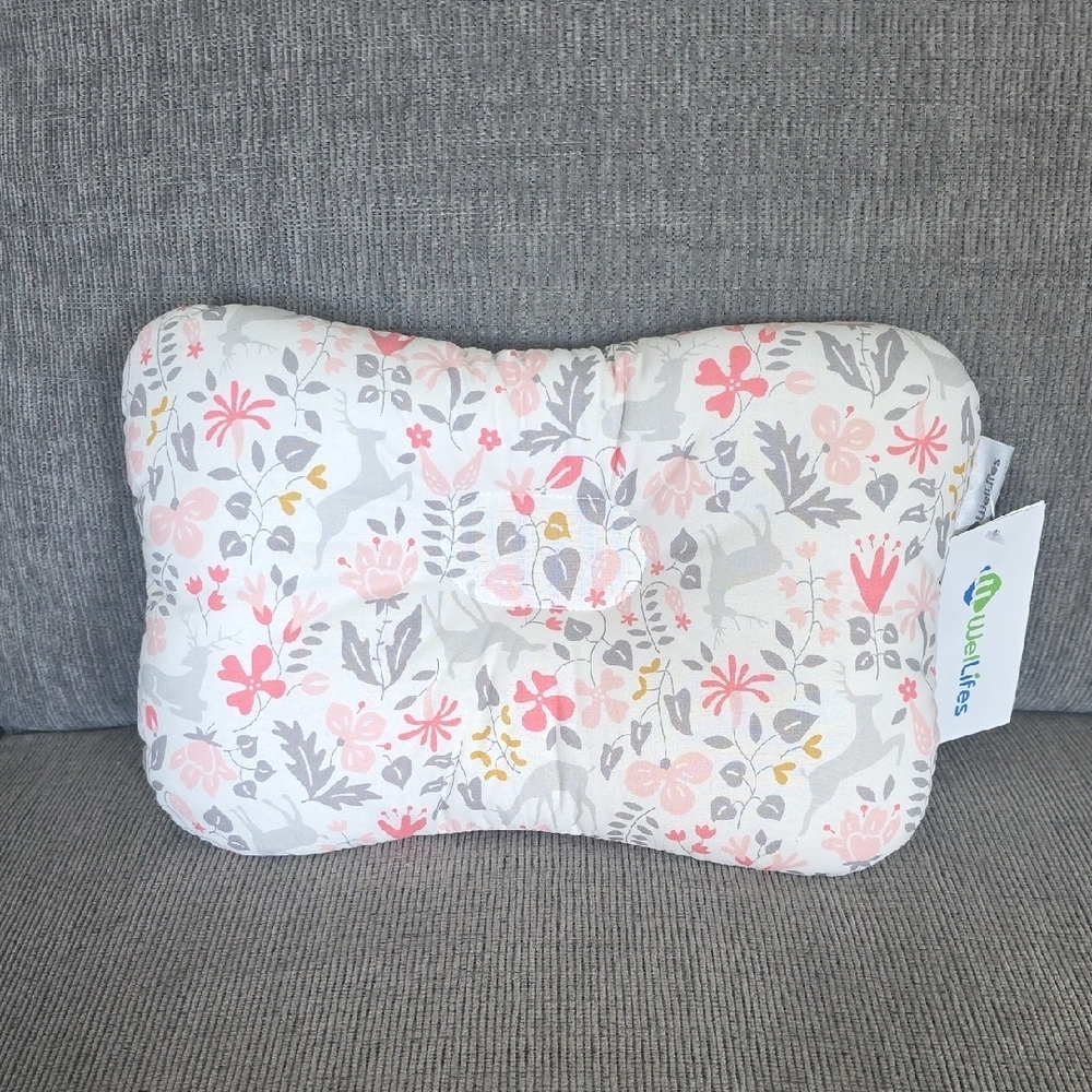 WelLifes Baby Head And Neck Support Pillow In Bambi Pink, NWT, Organic Cotton - Picture 2 of 10